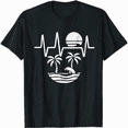 thumbnail image 1 of Heartbeat & Tropical Palm Trees Beach Island Sunset Summer T-Shirt, 1 of 5