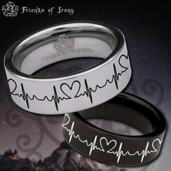 Heartbeat Tungsten Carbide Ring