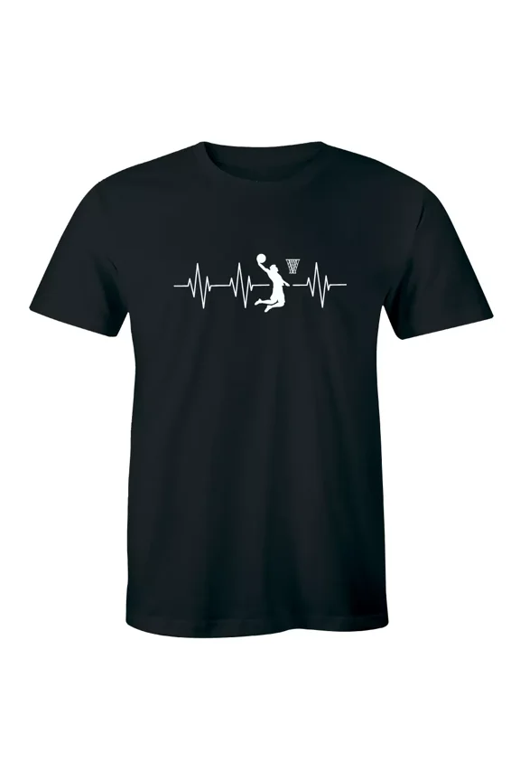 Heartbeat With Basketball Player Slam Dunk T-Shirt For Men Sports Tee Gift For Men Women Unisex Tee