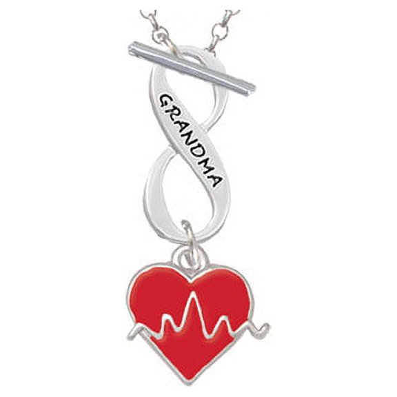 Heartbeat on Red Heart Grandma Infinity Toggle Chain Necklace