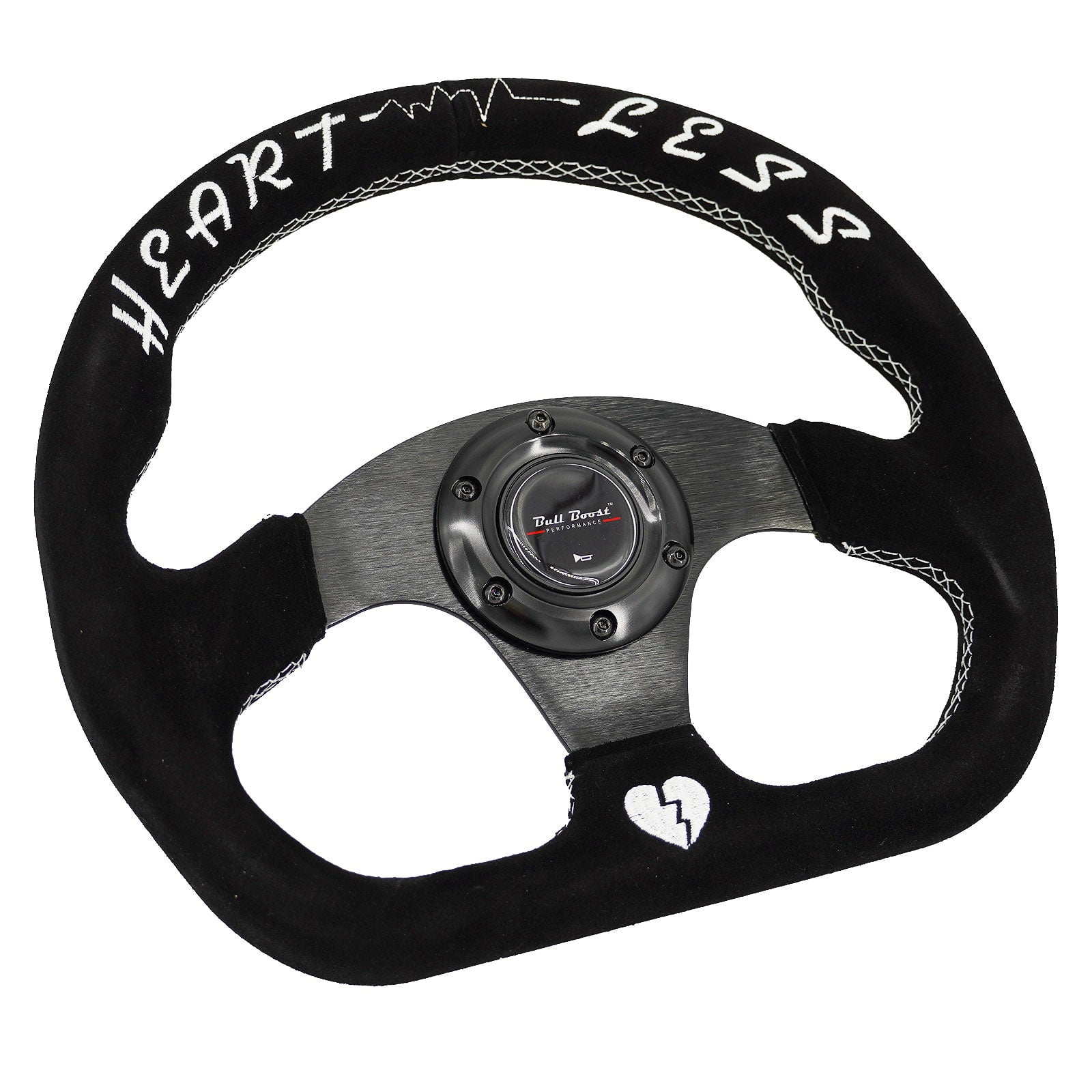 Heartbreak Black Suede and Aluminum Racing Steering Wheel