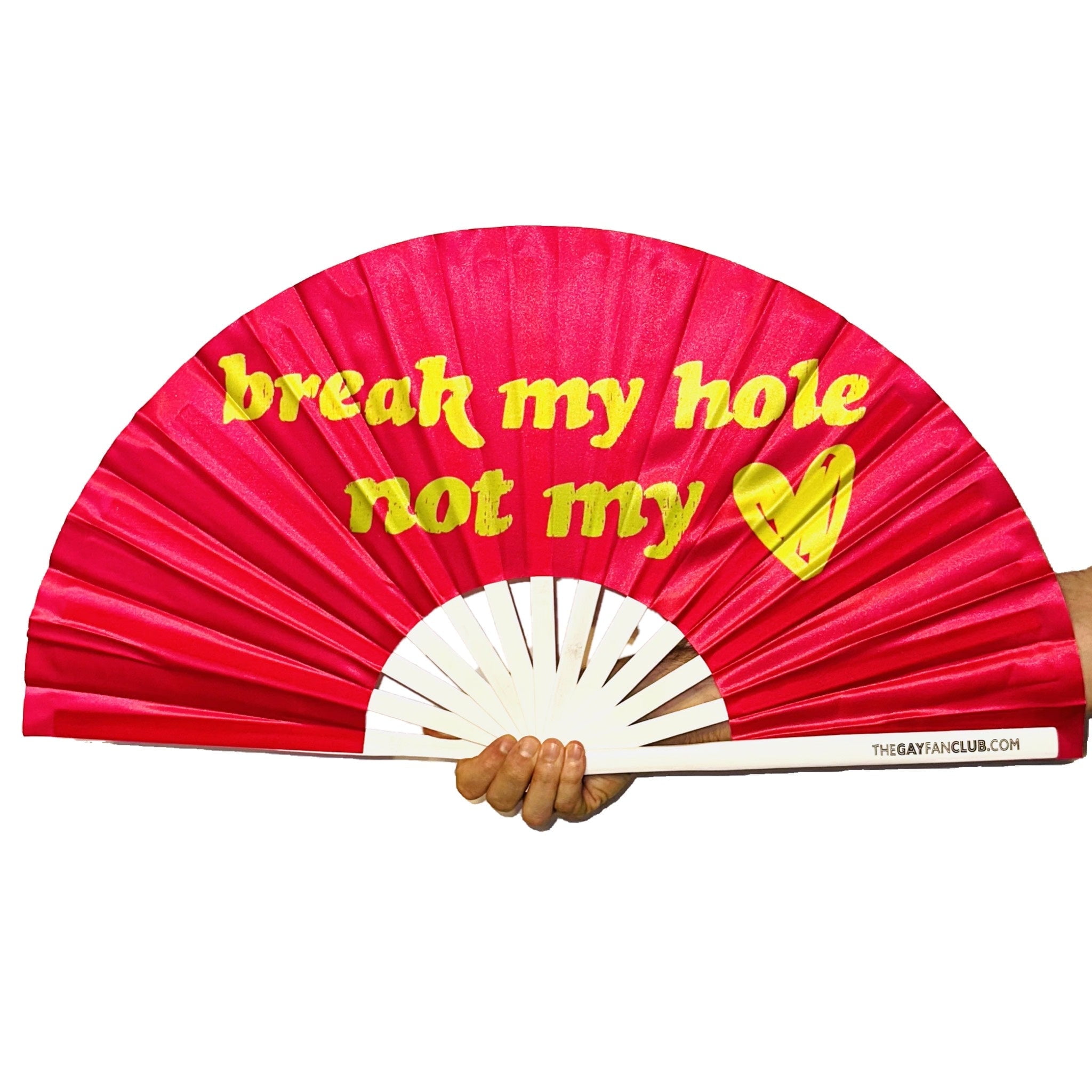 Heartbreaker Fan (UV) | TheGayFanClub . com | Large Folding Bamboo Clack Hand Fan for the Pool
