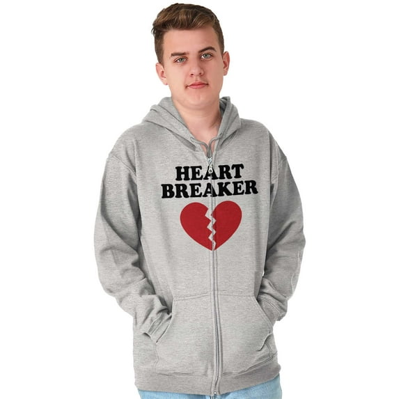 Heartbreaker Valentines Day Break Up Unisex Fleece Graphic Zip Up Hoodie Brisco Brands 5X
