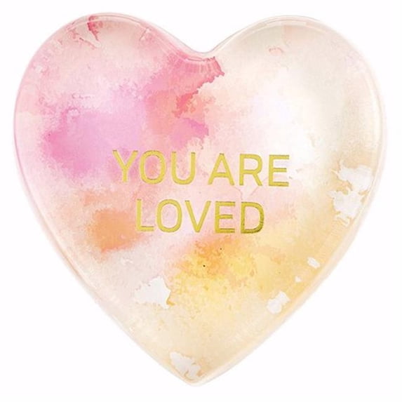 Heartfelt 172115 4 x 3.75 in. Tabletop Glass Heart Paperweight-You Are Loved