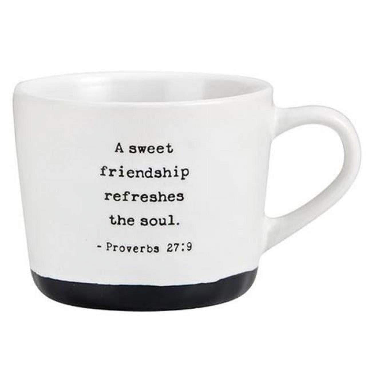 Black and White Ceramic Friendship Quote Mug, 15 oz
