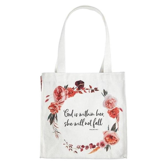 Heartfelt 374094 14 x 14 in. God is within Her She Will Not Fall PS. 46-5 Canvas Tote Bag