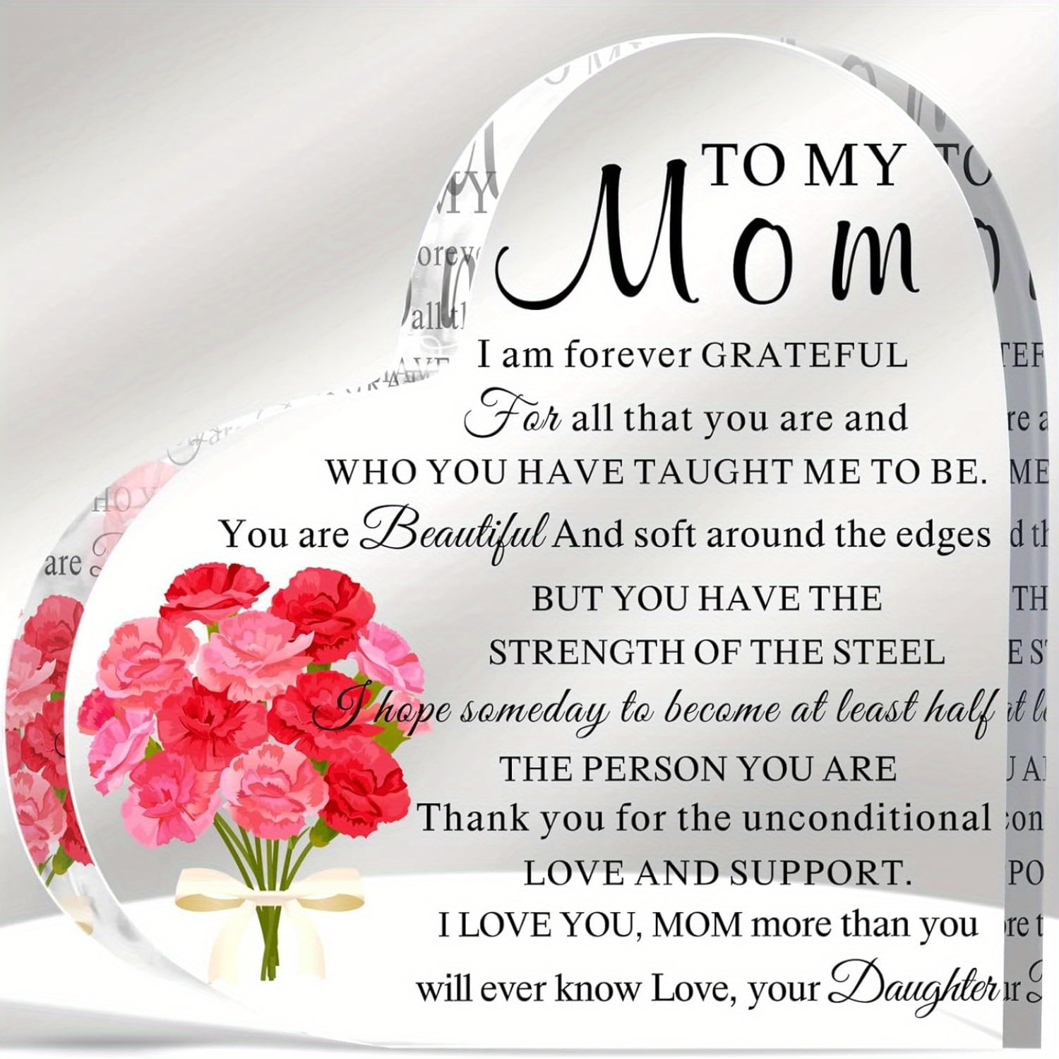 Heartfelt Acrylic Heart Keepsake Plaque Mom - Meaningful Mother Day ...