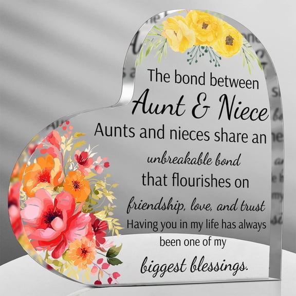 Heartfelt Aunt Gift - Engraved Acrylic Heart Keepsake Paperweight Sweet Perfect Gift Birthday Wedding Christmas & New Year Ideal Birthday Or Exchange Gift Bedroom Kitchen Living Room Office 3.9x3.9