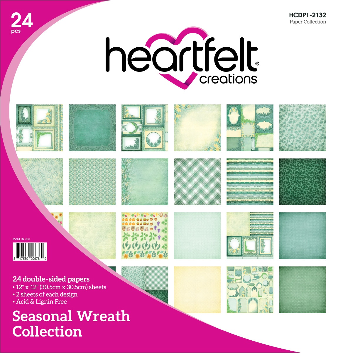Heartfelt Creations Double-Sided Paper Pad 12"X12" 24/Pkg-Seasonal Wreath