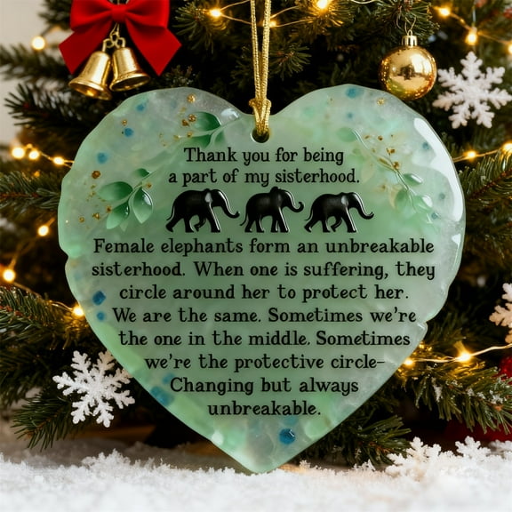 Heartfelt Elephant Sisterhood Keepsake, Heart Ornament, Timeless Friendship Gifts, Sisterhood Elephant Ornament, Friendship Heart Hanging Christmas Tree Ornaments