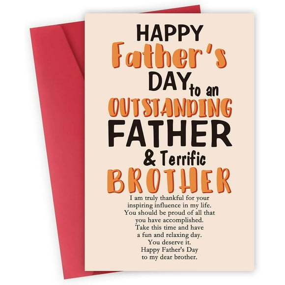 Heartfelt Father's Day Cards for Brother from Sister, Happy Fathers Day Gift Cards for Friend from Brother, Brother's Father's Day Thank You Card
