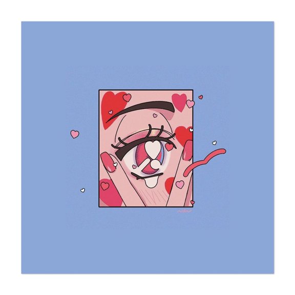 Heartfelt Gaze - Digital Art Pop Art Modern Art Surrealism Psychedelic Illustration Abstract Whimsical Unframed Wall Art Print 6 x 6 inches