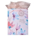 thumbnail image 1 of Heartfelt Gift Bag Set W/Tissue Paper Never Give Up Ever Floral Design, Pink Petals, Medium (Other), 1 of 4