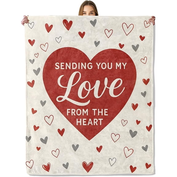 Heartfelt Love Blanket, Cozy Valentine Throw for Couch or Bed, Romantic Home Decor Gift
