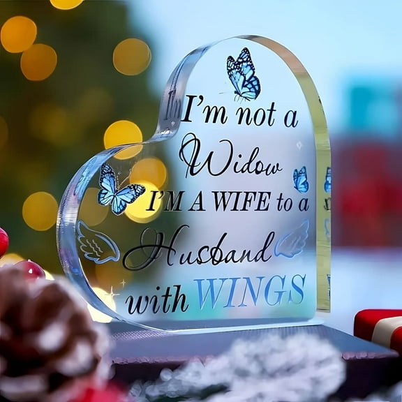 Heartfelt Memorial Gift Acrylic Heart Keepsake Decorative Plaque Loss Of Husband Memorial Gift Blue Butterfly Gift From Heaven Letter Commemorative Christmas Birthday Thanksgiving Scene Home Office