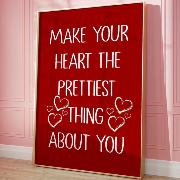 Heartfelt Message Print, Heart Poster, Red Wall Art, Trendy Wall Art, Love Gift, Retro UNFRAMED PAPER POSTER, Home Decor, Vintage Gift, Living Room Dercor