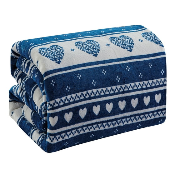 Heartfelt Valentine Micro Plush Blanket Navy - Queen 86 x 86