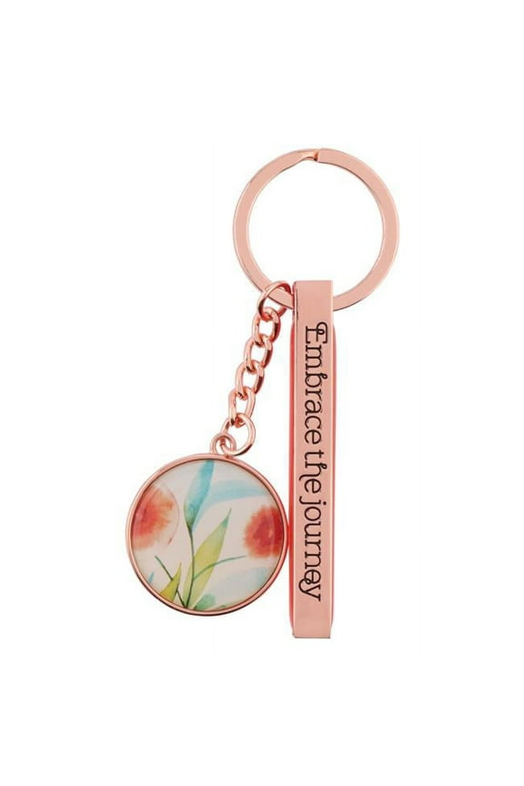 Heartfelt Women's Keychain, Embrace the Journey Floral Orange Blossoms, Rose Gold Metal (Other)
