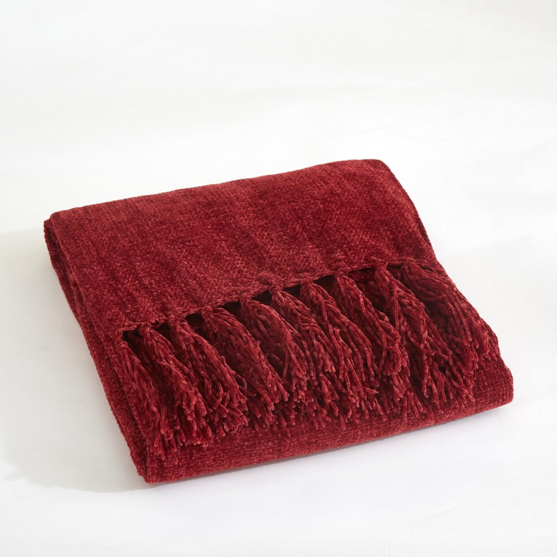 Chenille throw with online fringe