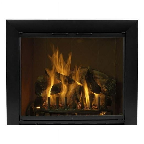 Hearth Craft RF41240CLTBBF 41 x 24 in. Reflection Fireplace Clear Glass Bifold Door, Textured Black