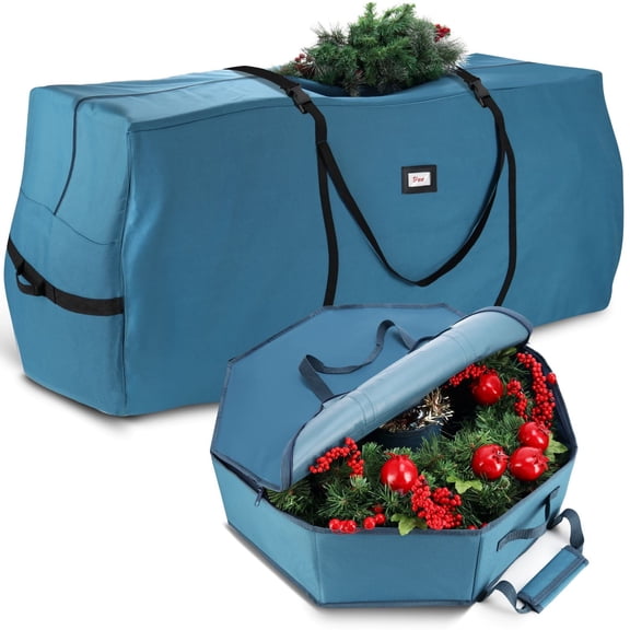 Hearth & Harbor 2-Pack Christmas Storage Containers, Christmas Tree Bag and Wreath Storage Container