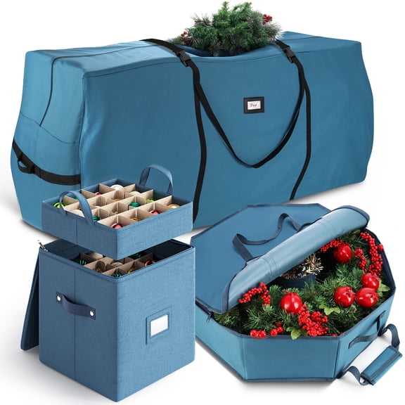 Hearth & Harbor 3-Pack Christmas Storage Containers, Christmas Tree Bag, Ornament Storage and Wreath Storage Container