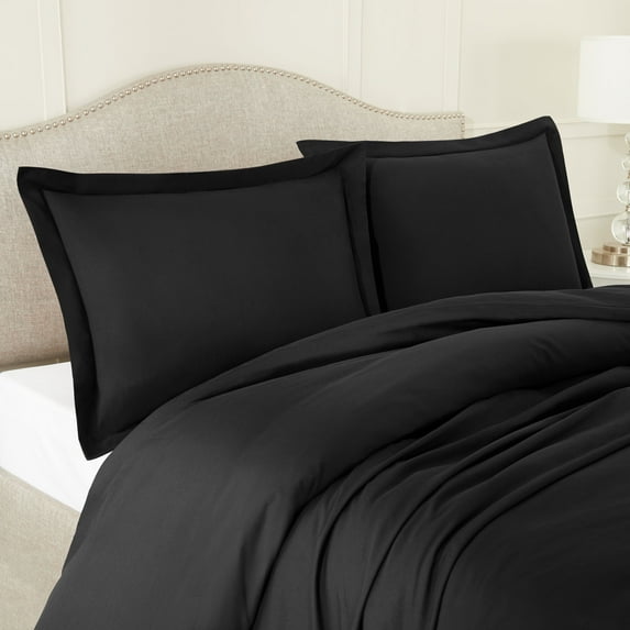 Hearth & Harbor 3-Piece Black Duvet Cover Set, Queen