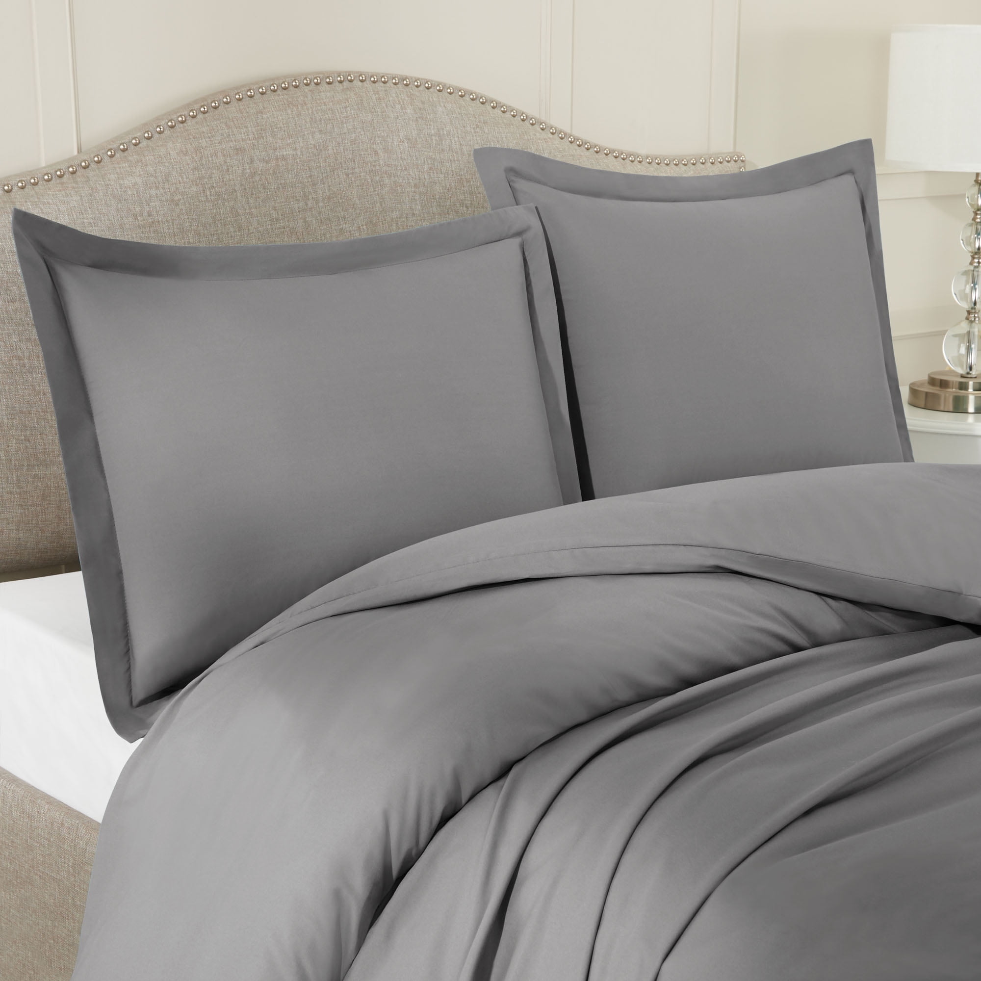 Hearth & Harbor 3-Piece Charcoal Gray Duvet Cover Set, Full