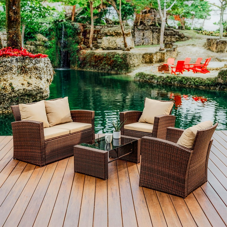Loveseat and two chairs patio set discount