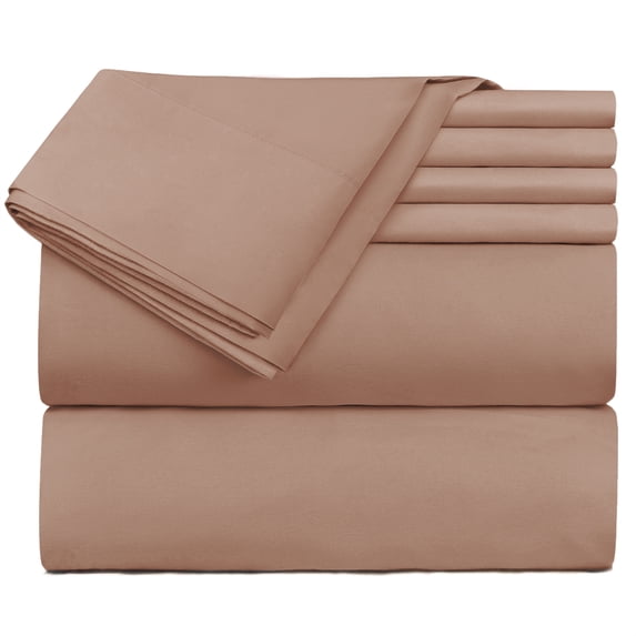 Hearth & Harbor 6-Piece 1800 Thread Count Taupe Microfiber Bed Sheet Set, King