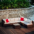 thumbnail image 1 of Hearth & Harbor 7-Piece Outdoor Patio Furniture Set, Wicker Sectional Sofa Patio Conversation Set, Brown/Beige, 1 of 5