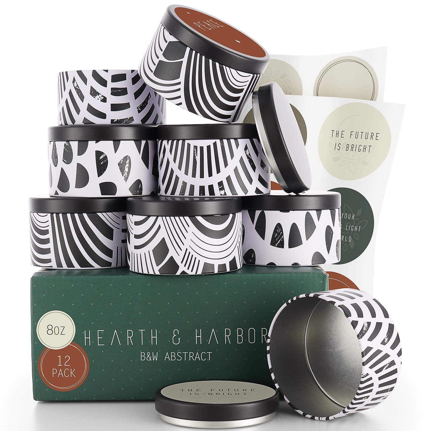 Zebra print 🦓Tin Cans With Lids, 8oz, 12Pack for Candles, Arts & Crafts