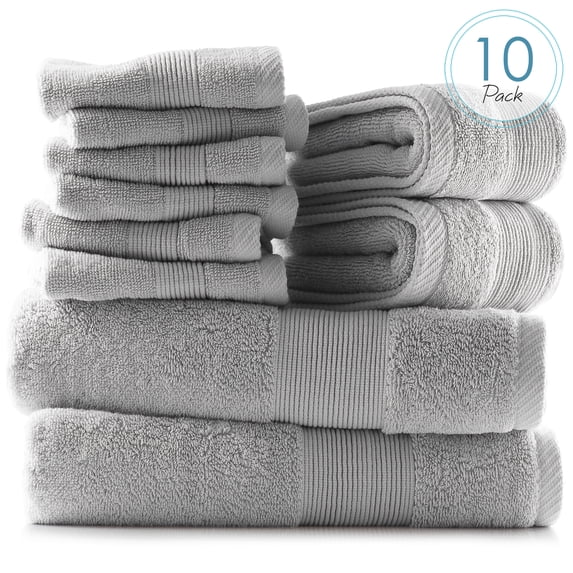 Hearth & Harbor Bath Towel Collection, 100% Cotton Luxury Soft 10 Pc Set – Gray