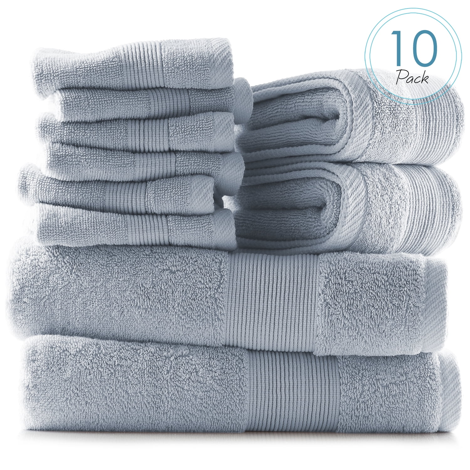 Hearth & Harbor Bath Towel Collection, 100% Cotton Luxury Soft 10 PC Set - Burgundy Red