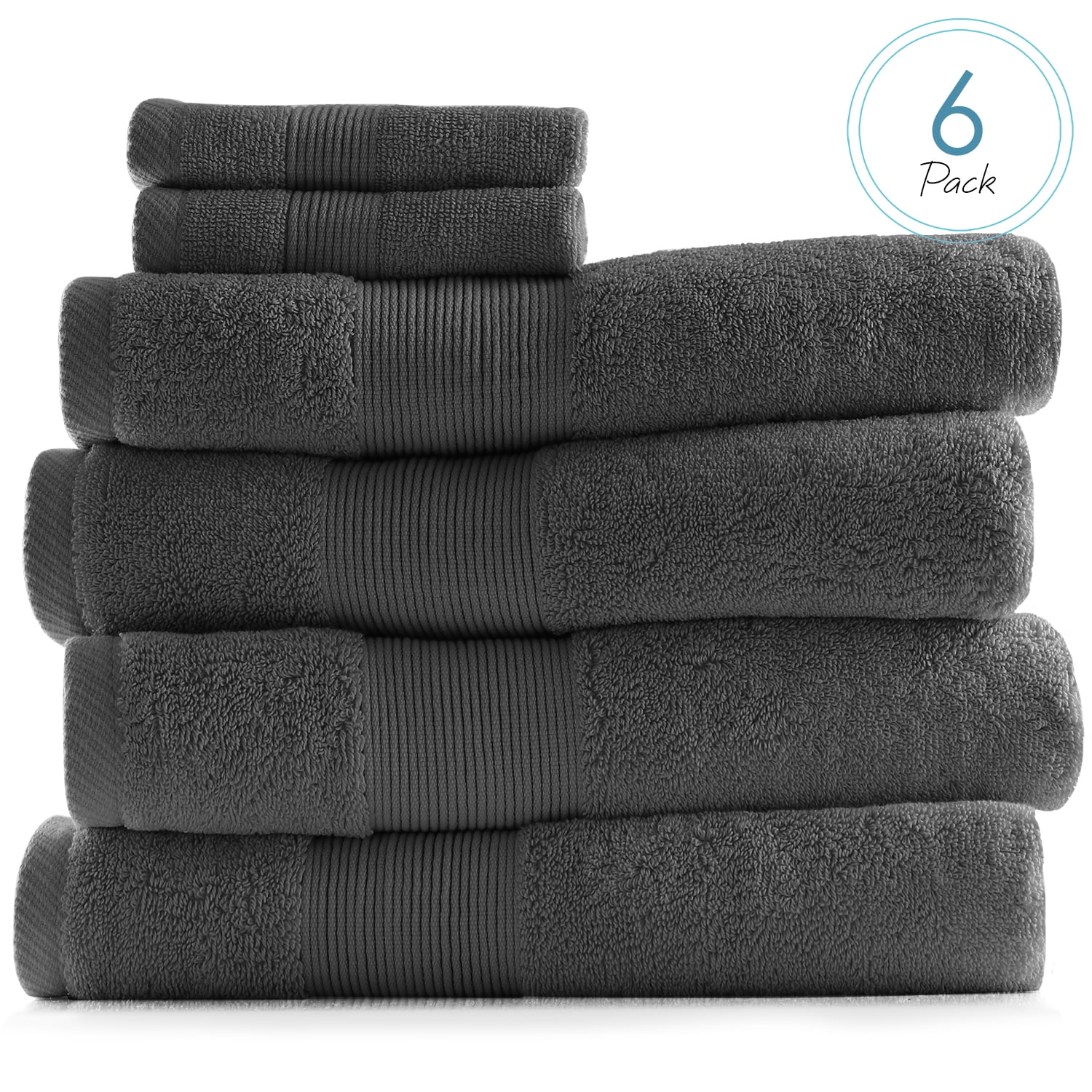Hearth Harbor Bath Towel Collection 100 Cotton Luxury Soft 6 Pc Set Dark Gray