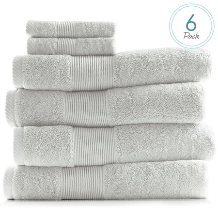 Hearth & Harbor Bath Towel Collection, 100% Cotton Luxury Soft 6 Pc Set – White