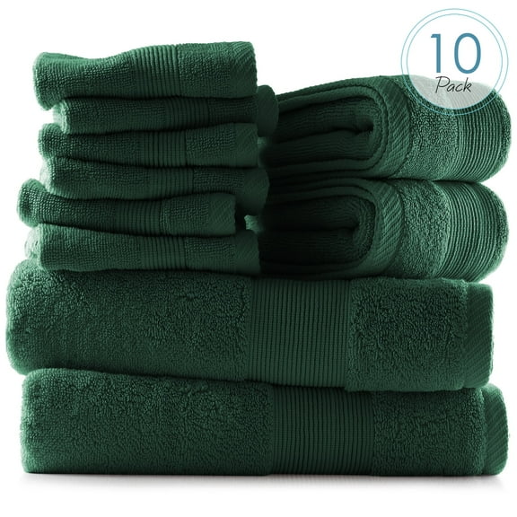 Hearth & Harbor Bath Towel Collection, 100% Cotton Luxury Soft Set of 2 Bath Towels, 2 Hand Towels & 6 Washcloths - Hunter