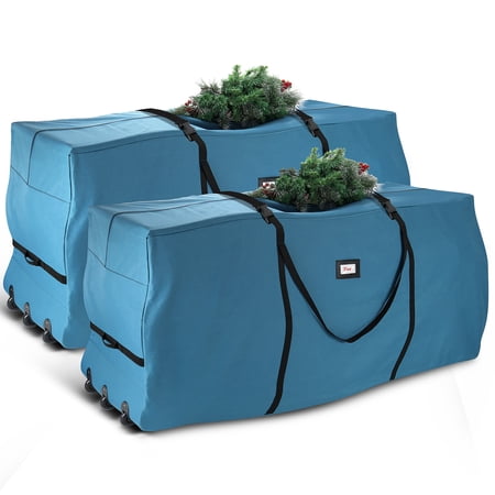 Hearth & Harbor Christmas Tree Storage Bag - Extra Large Holds Up to 9 Ft. Tree-Durable, Waterproof, Heavy Duty Tear-Proof (600D Oxford Fabric) Xmas Tree Box, Heavy Duty Zipper, Wheels & Handles