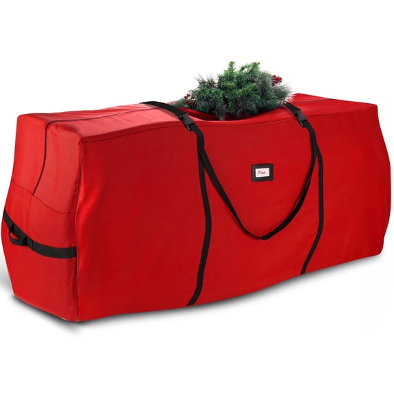 Hearth & Harbor Christmas Tree Storage Bag made from Durable Fabric, Fits up to 7.5 ft Holiday Trees - Red