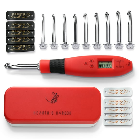 Hearth & Harbor Crochet Counter, Crochet Hook Set with Crochet Needles and Accessories, 23pc