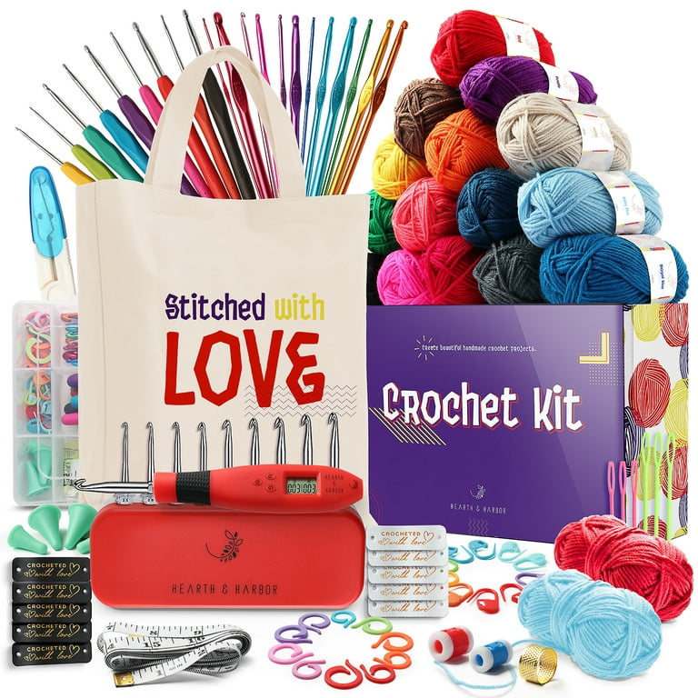 Hearth & Harbor Crochet Set Kit With Yarn And Crochet Hook Set (96pc)