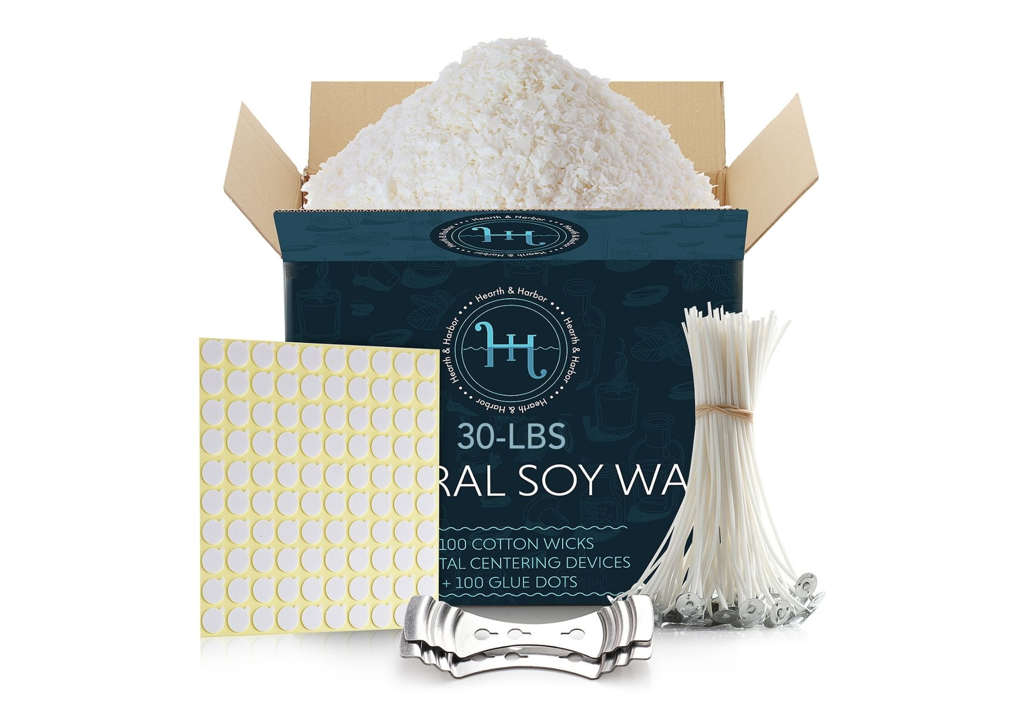 Hearth & Harbor DIY Candle Making Supplies, 30lb Soy Candle Wax Flakes and Accessories
