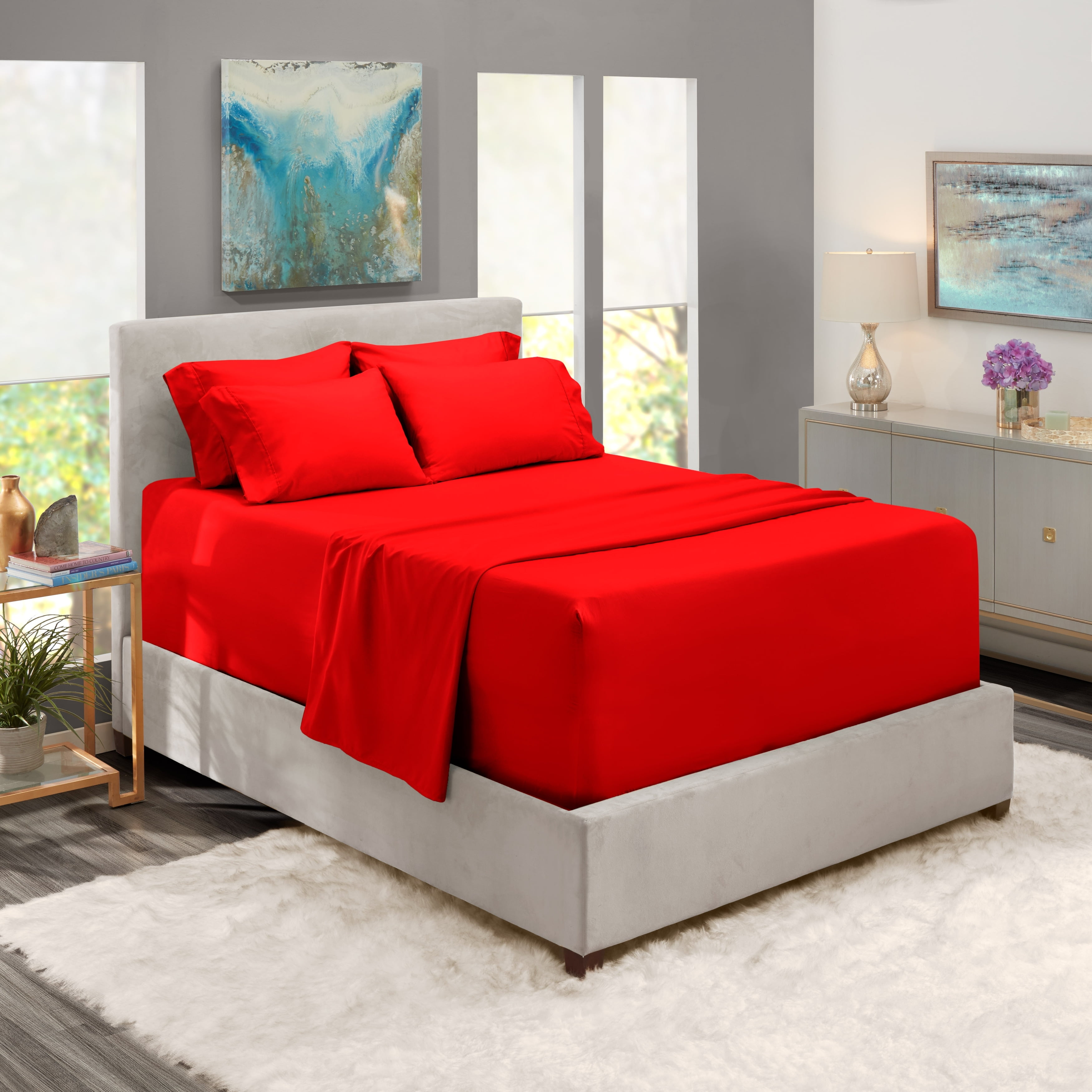Cherry Red Queen Microfiber Deep Pocket Sheet Set