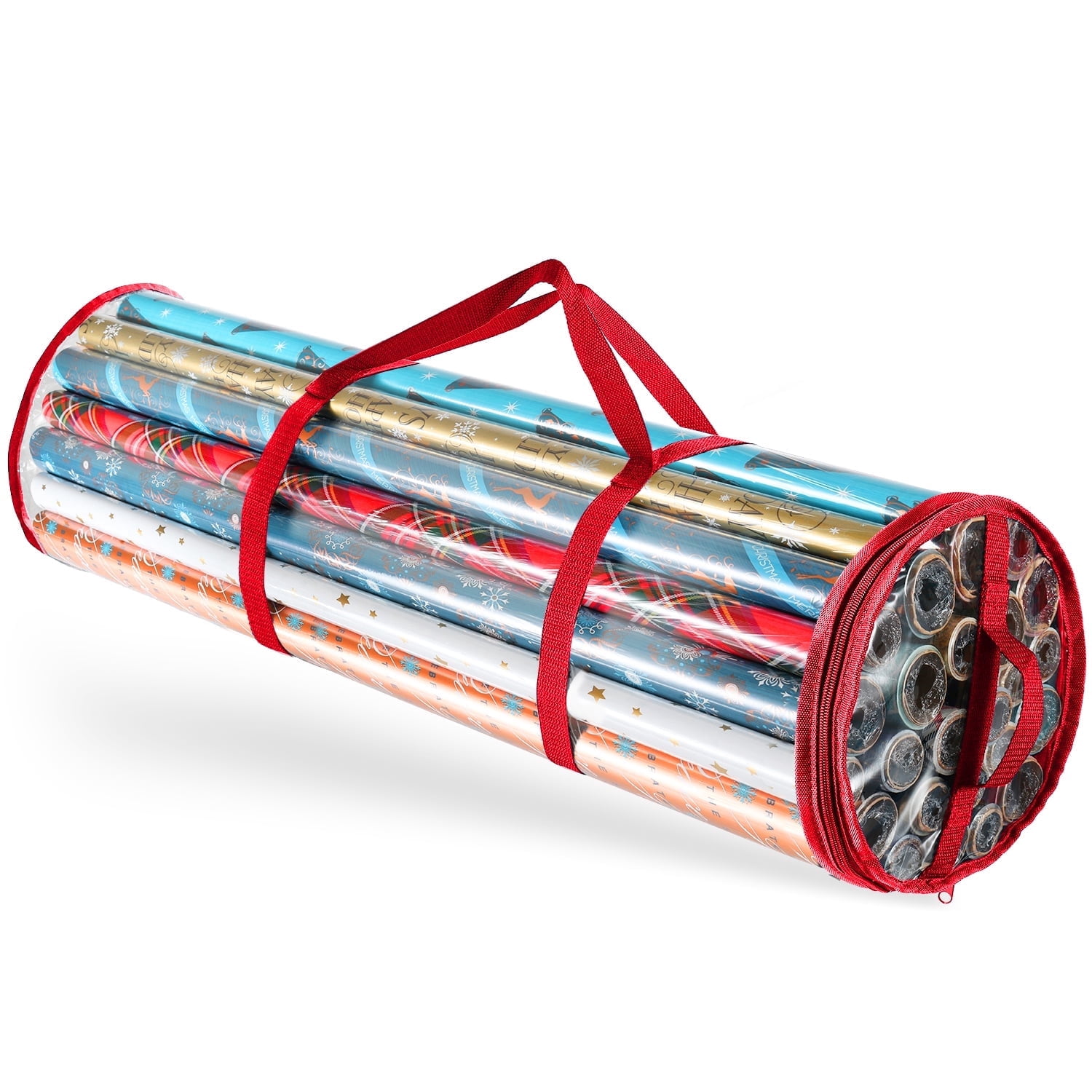 Hearth & Harbor Holiday Christmas Wrapping Paper Storage Bag Fits Up to 22 Rolls of 40", Red