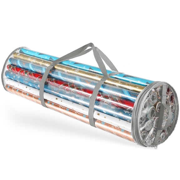 Hearth & Harbor Holiday Christmas Wrapping Paper Storage Bag Fits Up to 22 Rolls of 40", Silver