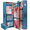 thumbnail image 1 of Hearth & Harbor Christmas Wrapping Paper Storage with Extra Christmas Storage Bins and Ribbon Storage Organizer, Gift Wrap Organizer with Wheels - Fits Up to 30 Rolls of 40", Blue, 1 of 6