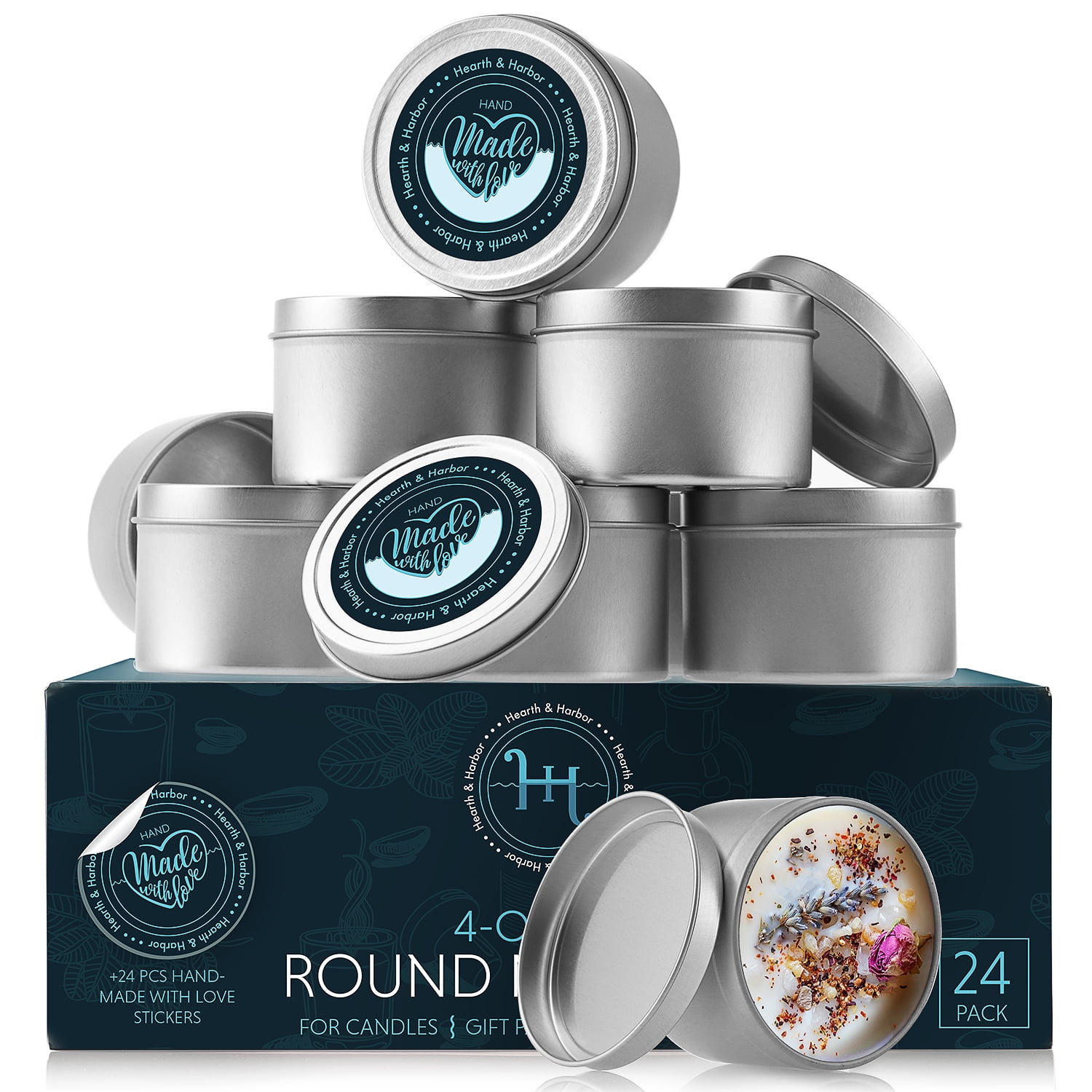 https://i5.walmartimages.com/seo/Hearth-Harbor-Metal-Round-Candle-Tins-with-Lids-4-oz-Candle-Containers-for-Candle-Making-with-Custom-Sticker-for-Lids-24-Pack_743d970a-27b3-4a20-bf73-7e76a26ff8f5.b65b80b0d387faa9fa2c27f5435faf85.jpeg
