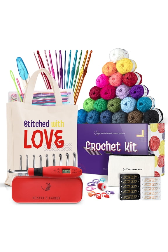 Mini Crochet Set Kit With Yarn And Crochet Hook Set (68pc)