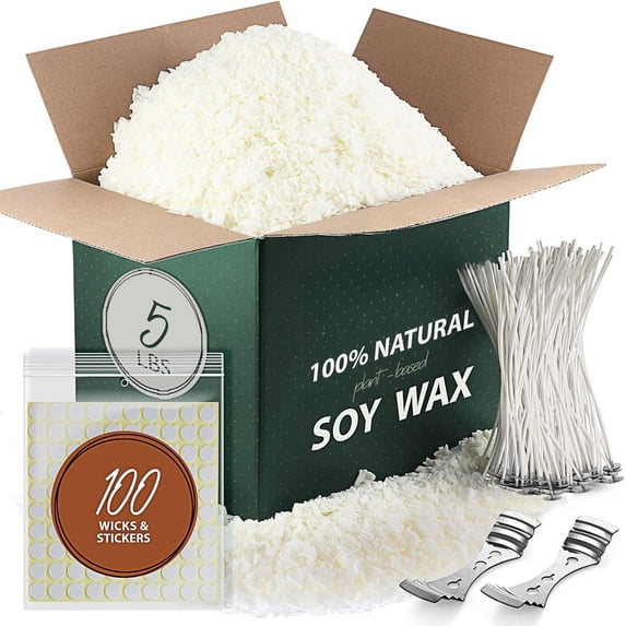 LammLoe Soy Candle Making Kit, 5 lbs Natural Soy Candle Wax Flakes with Accessories, Paraffin-Free Candle Making Supplies for Kids and Adults