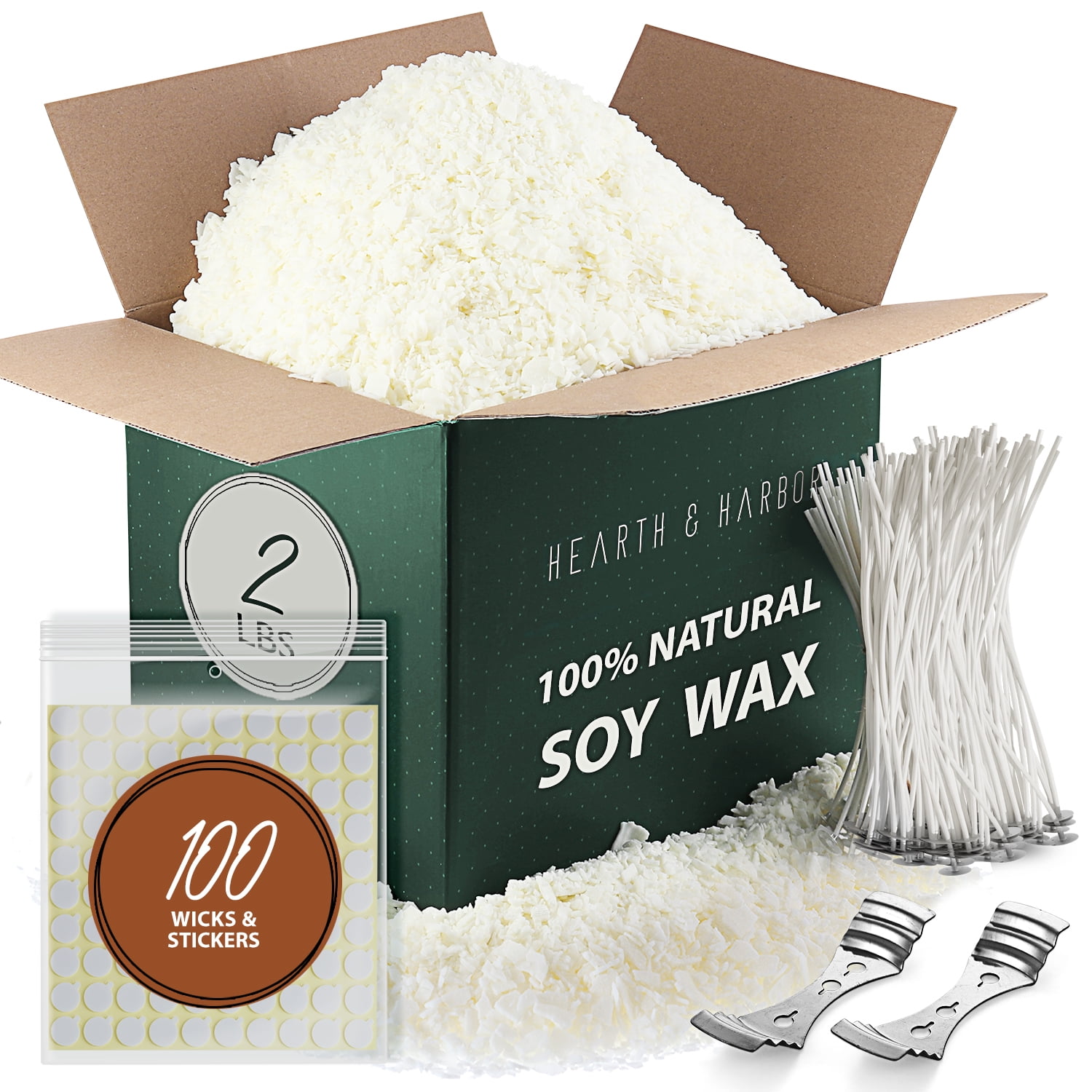 Hearts & Crafts DIY Complete Soy Wax Candle Making Kit - 2lbs Soy Candle Wax and All Candle Making Supplies Included and Candle